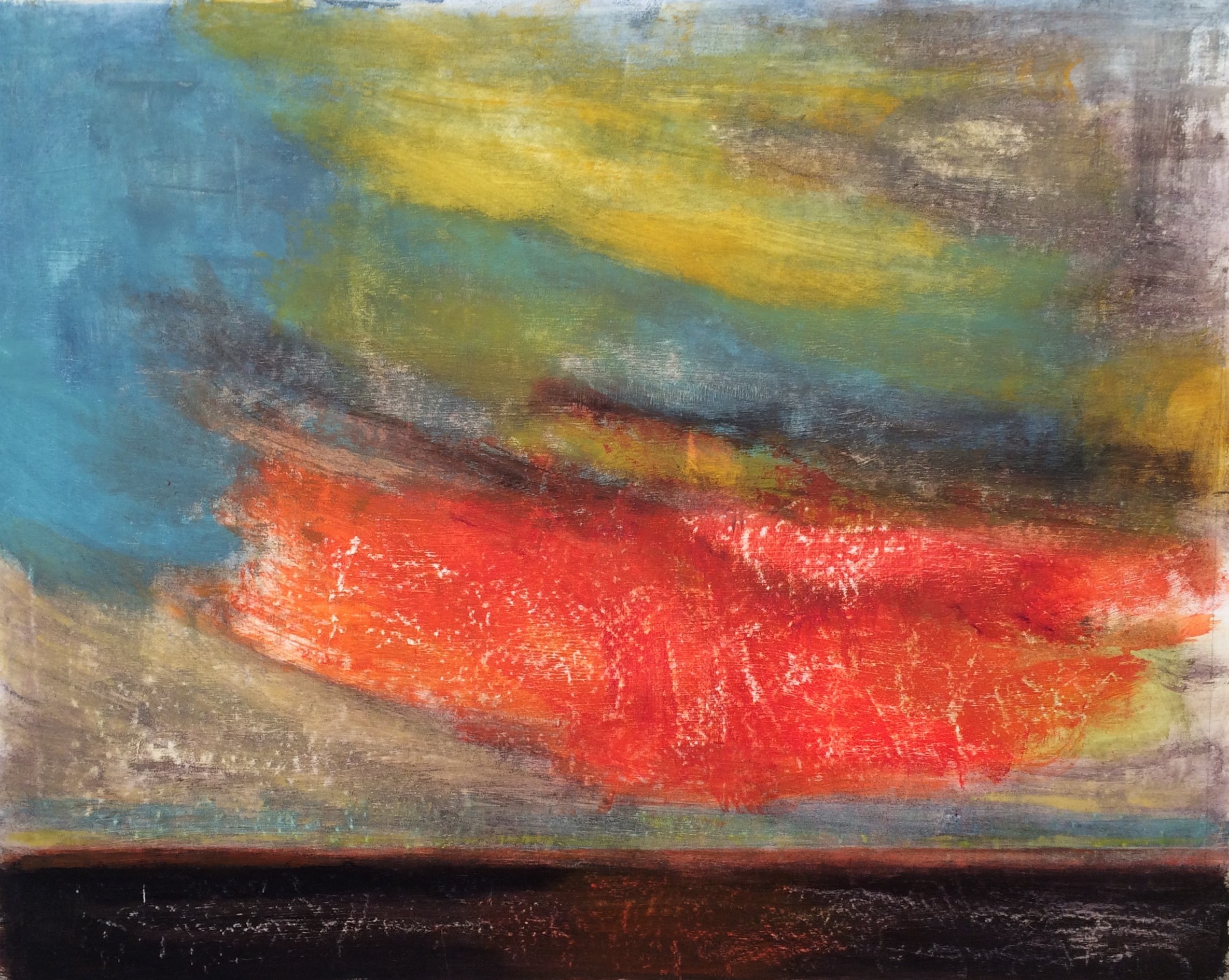 N° 2293 - Frottements de nuages - Acrylique sur toile - 81 x 100 cm - 6 avril 2016